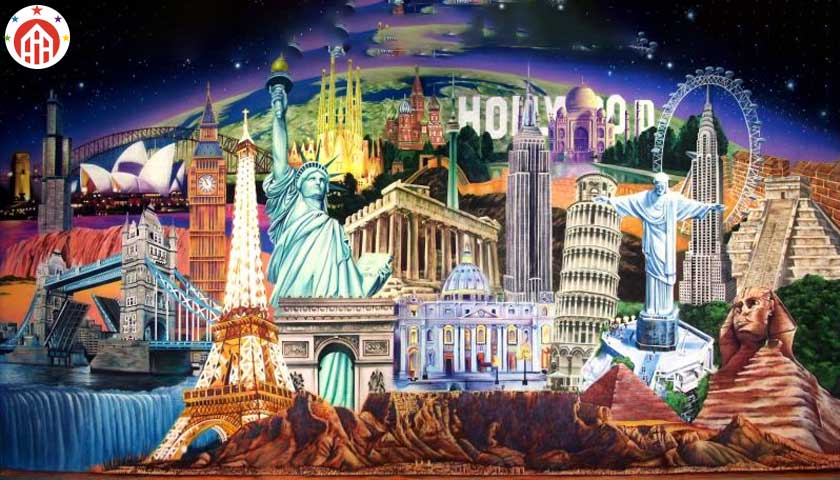landmarks of the world collage